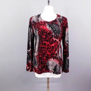 N Touch Women Shirt Red Gray M‎